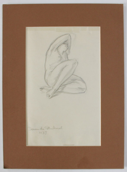 NUD , DESEN de PICTORUL PETRU AUREL , 1937