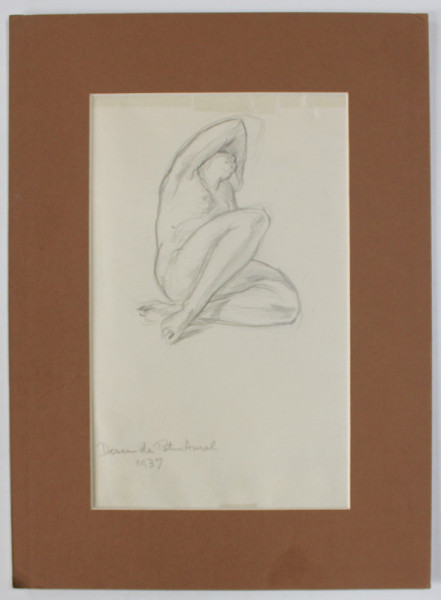 NUD , DESEN de PICTORUL PETRU AUREL , 1937