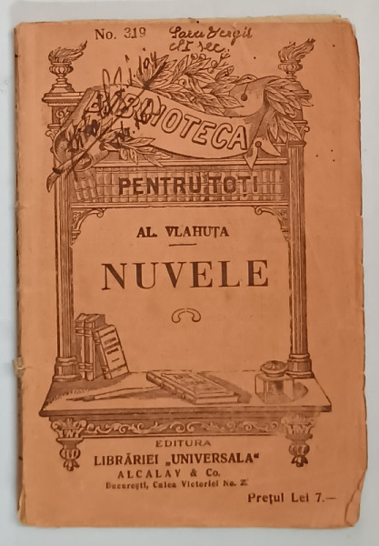 NUVELE de ALEXANDRU VLAHUTA , EDITIE INTERBELICA
