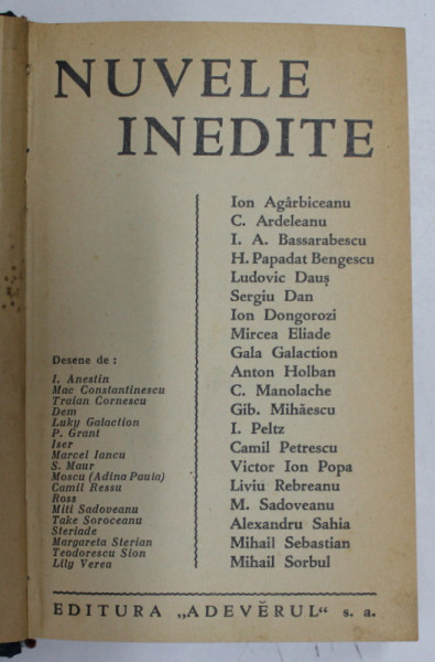 NUVELE INEDITE , 1935 *LEGATURA VECHE