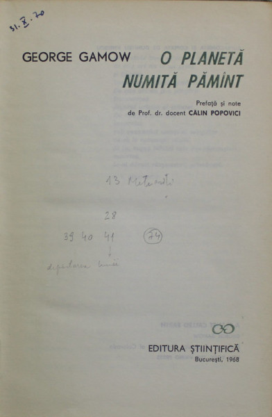 O PLANETA NUMITA PAMANT de GEORGE GAMOW , 1968