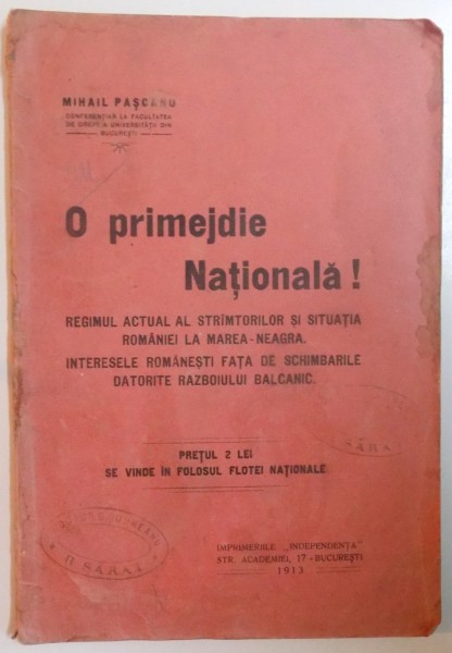 O PRIMEJDIE NATIONALA! de MIHAIL PASCANU  1913