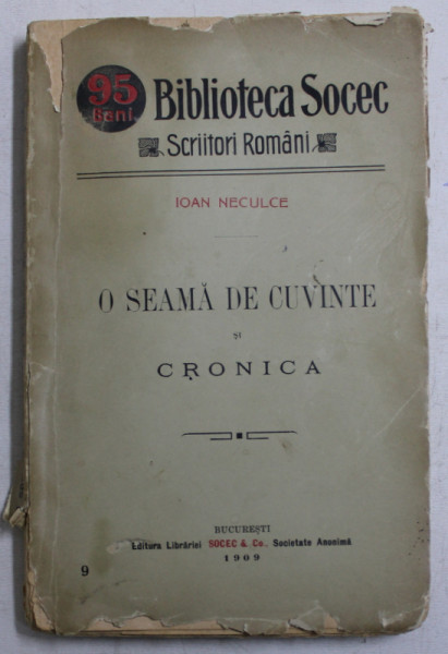 O SEAMA DE CUVINTE SI CRONICA , 1909