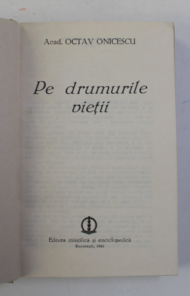 OCTAV ONICESCU - PE DRUMURILE VIETII , 1981