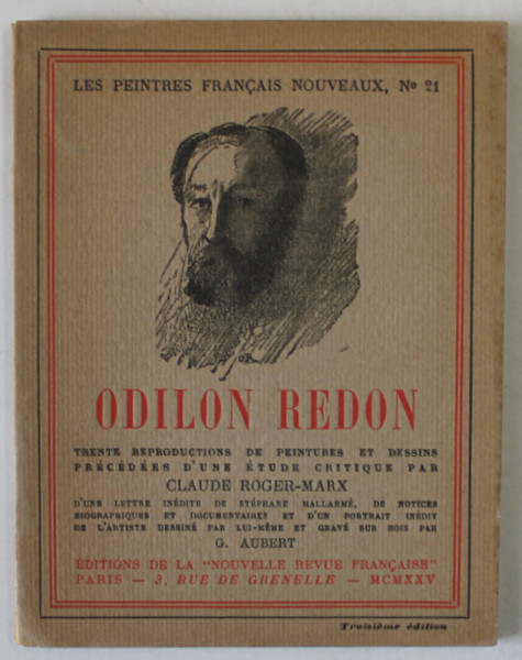 ODILON REDON par CLAUDE RIGER - MARX , SERIE ' LES PEINTRES FRANCAIS NOUVEAUX ' No. 21 , 1925