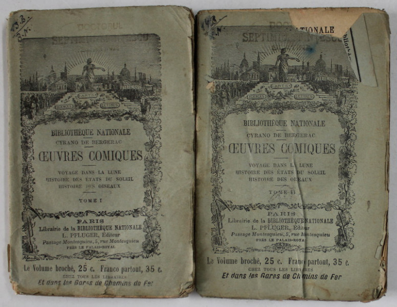 OEUVRES COMIQUES par CYRANO DE BERGERAC , DEUX VOLUMES , 1901 -1902