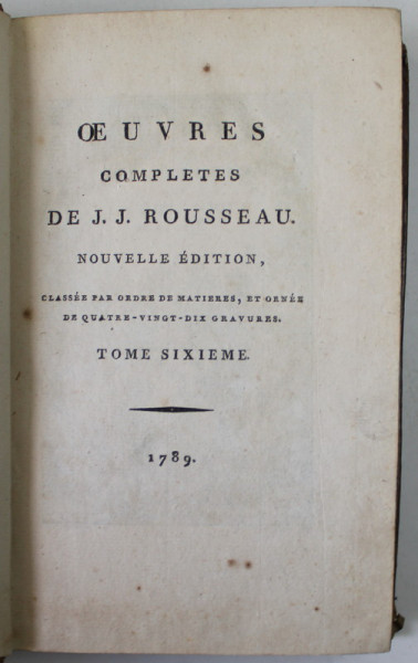 OEUVRES COMPLETES DE J.J. ROUSSEAU , TOME 6  : LETTRES ELEMENTAIRES SUR LA BOTANIQUE  ( TOME SECOND ) , 1789
