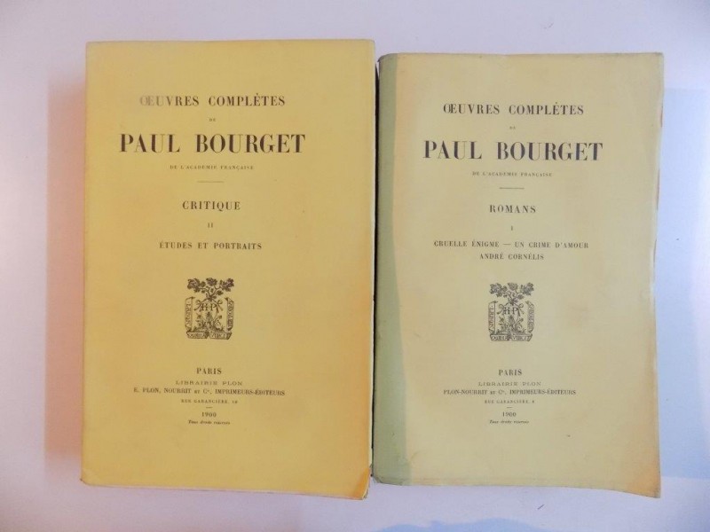 OEUVRES COMPLETES DE PAUL BOURGET, VOL I-II, PARIS  1900
