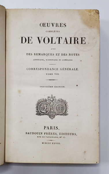 OEUVRES COMPLETES DE VOLTAIRE, TOME LXIX - PARIS, 1828