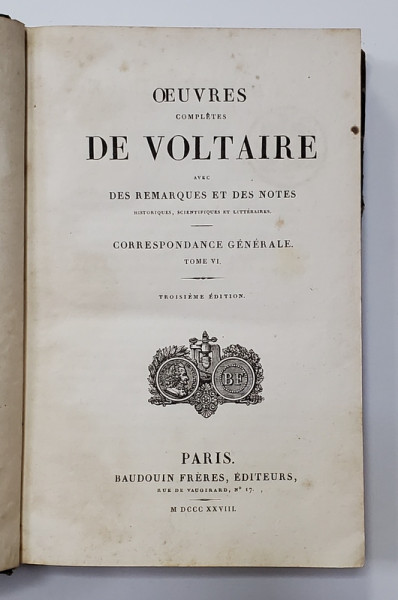 OEUVRES COMPLETES DE VOLTAIRE, TOME LXVII - PARIS, 1828