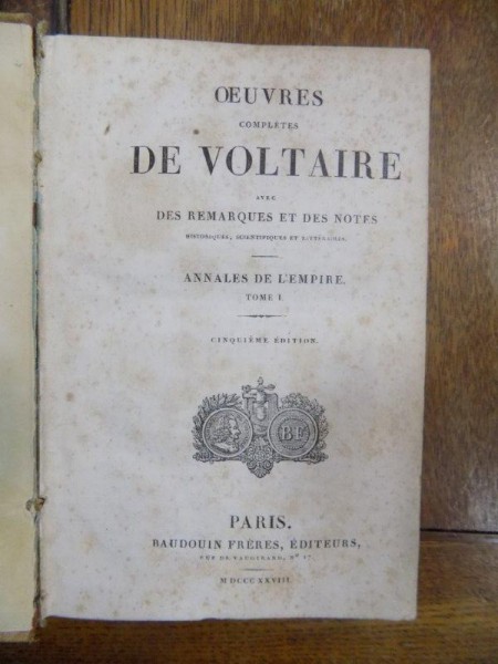 Oeuvres completes de Voltaires, tom I, Paris 1828