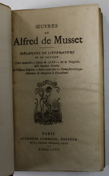OEUVRES de  ALFRED DE MUSSET , 1826