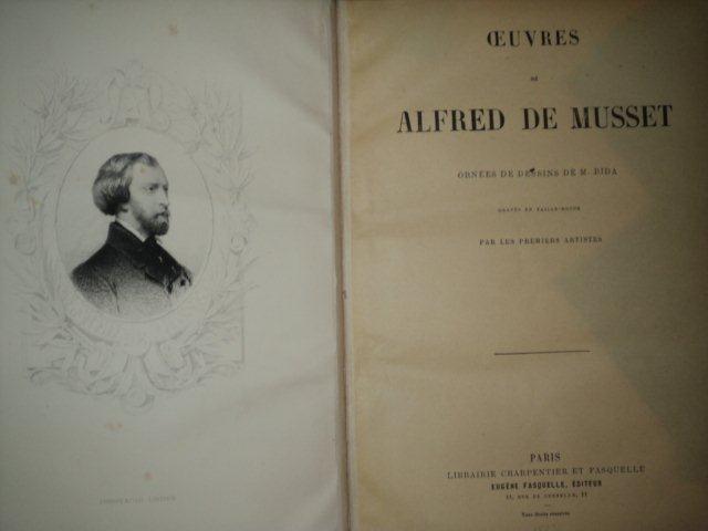 OEUVRES DE ALFRED DE MUSSET ORNEES DE DESSINS DE M. BIDA, GRAVES EN TAILLE DOUCE  PARIS 1867