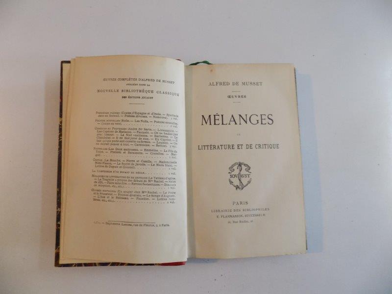 OEUVRES. MELANGES DE LITTERATURE ET DE CRITIQUE par ALFRED DE MUSSET