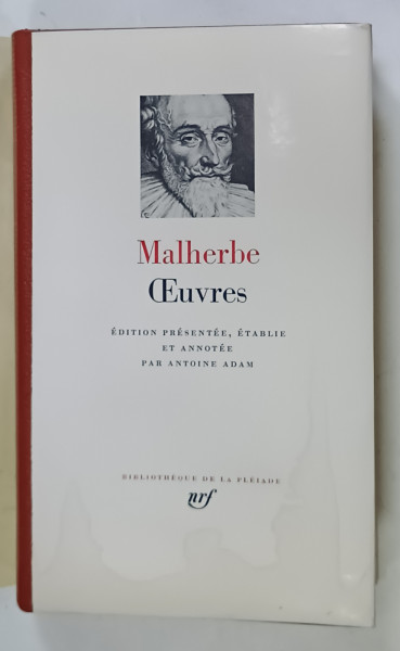 OEUVRES par MALHERBE , 1972 , BIBLIOTHEQUE DE LA PLEIADE , EDITIE PE HARTIE DE BIBLIE , LEGATURA DIN PIELE , PREZINTA HALOURI DE APA *