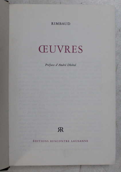 OEUVRES , prefaces d ' ANDRE DHOTEL par RIMBAUD , 1968