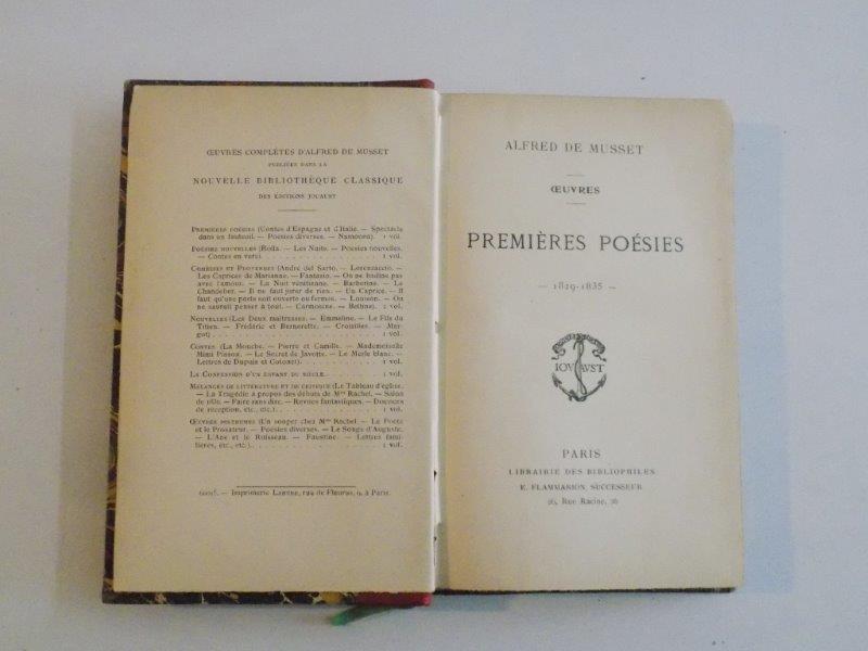 OEUVRES. PREMIERES POESIES 1829-1835 par ALFRED DE MUSSET