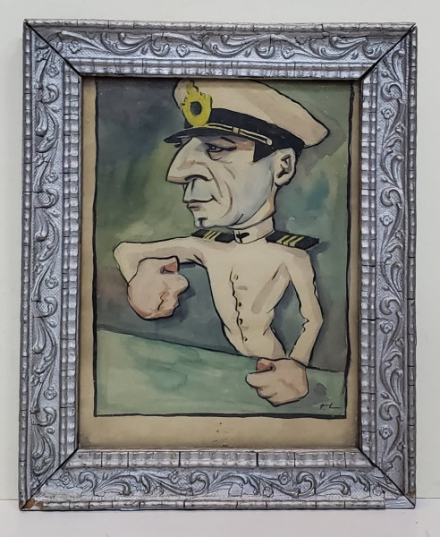 Ofiter de marina - Caricatura semnata
