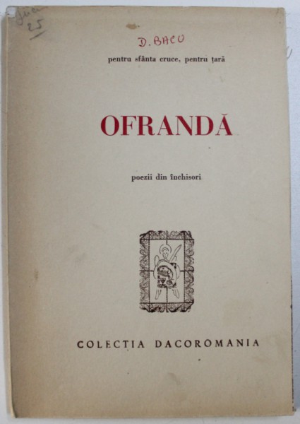 OFRANDA, POEZII DIN INCHISOARE de D. BACU , 1963