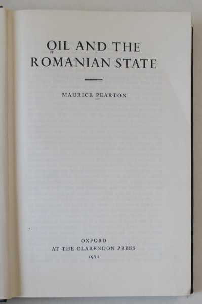 OIL AND THE ROMANIAN STATE by MAURICE PEARTON , 1971