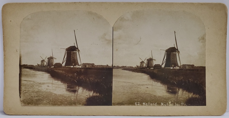 OLANDA , MORI DE VANT PE MALUL APEI , FOTOGRAFIE STEREOSCOPICA , INCEPUTUL SEC. XX