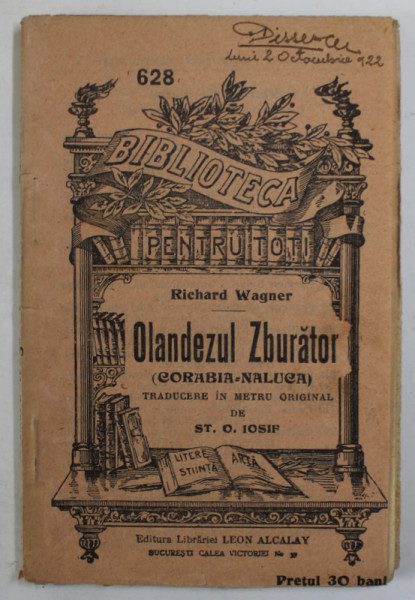 OLANDEZUL ZBURATOR de RICHARD WAGNER , EDITIE INTERBELICA