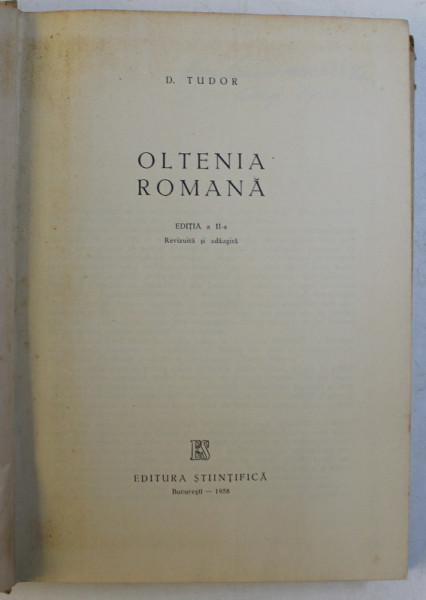 OLTENIA ROMANA de D.TUDOR , EDITIA A II -A , 1958