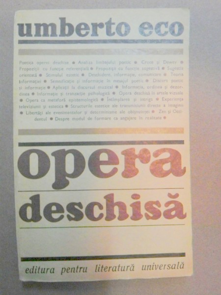 OPERA DESCHISA de UMBERTO ECO , 1969