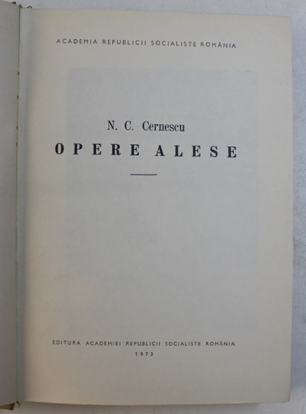 OPERE ALESE de N. C. CERNESCU , 1973