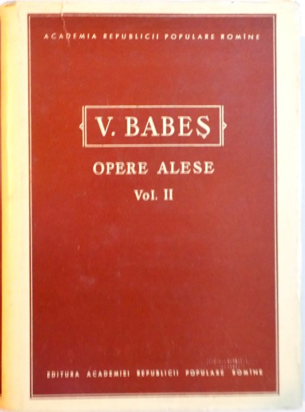 OPERE ALESE, VOL. II de V. BABES, 1959
