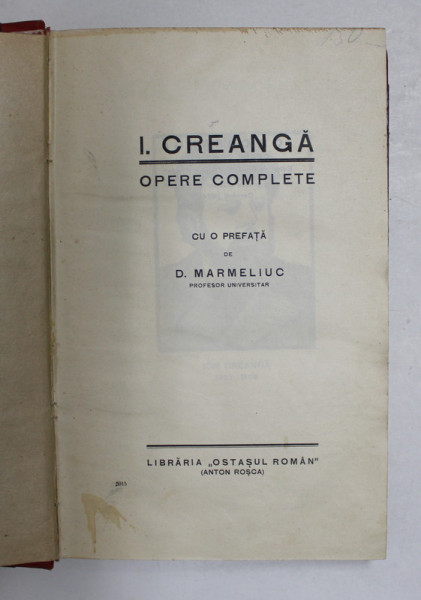 OPERE COMPLETE de ION CREANGA , CERNAUTI 1924