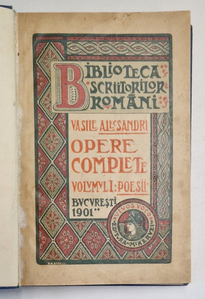 OPERE COMPLETE - POESII ED. COMPLETA de VASILE ALECSANDRI , 1901