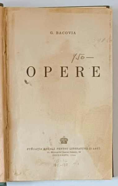OPERE de G. BACOVIA  1944