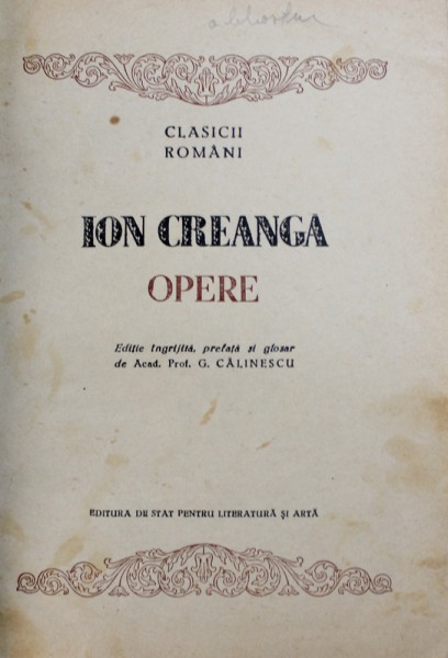 OPERE de ION CREANGA ,1953