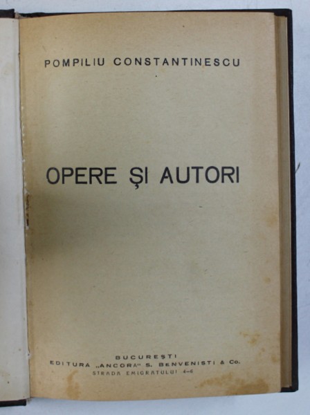 OPERE SI AUTORI de POMPILIU CONSTANTINESCU , 1928