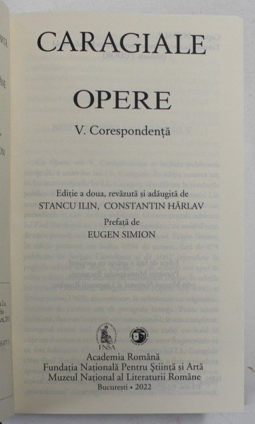 OPERE , V. CORESPONDENTA , I.L. CARAGIALE , 2015 , MICI DEFECTE