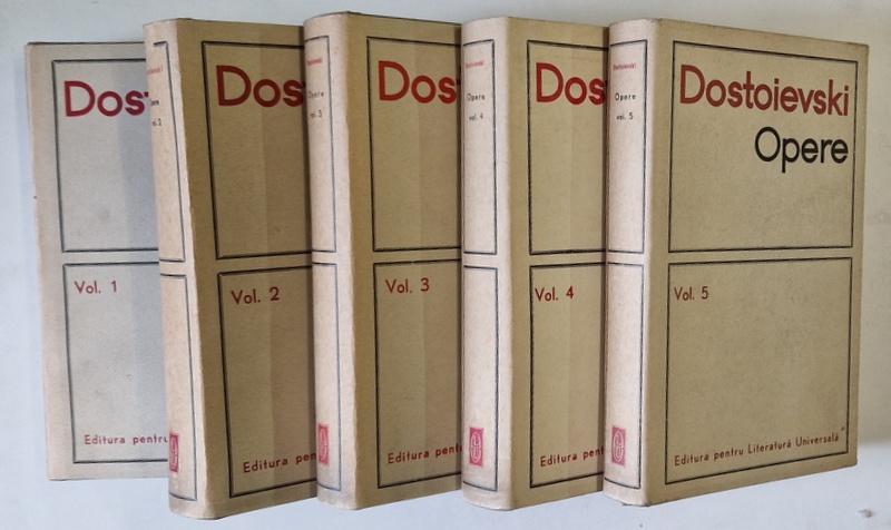 OPERE , VOLUMELE I - V de F. M. DOSTOIEVSKI , 1966 *EDITIE CARTONATA , *STARE FOARTE BUNA