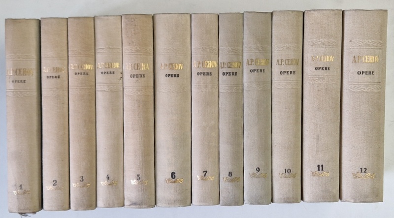 OPERE , VOLUMELE I - XII de A .P. CEHOV , 1954 - 1963 *EDITIE CARTONATA , *LIPSA SUPRACOPERTA