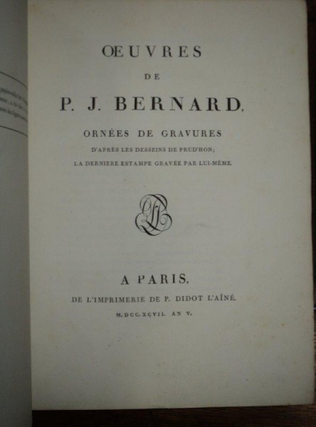 Operele lui P. J. Bernard, Paris 1797