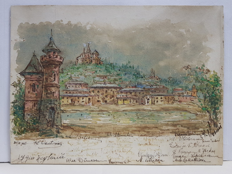 ORAS MEDIEVAL ( VECHIUL HEIDELBERG )  - PEISAJ , PICTURA CU AUTOR NECUNOSCUT , DATATA 1936