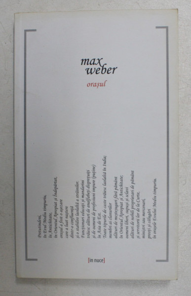 ORASUL de MAX WEBER , 2013