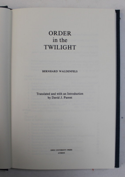ORDER IN THE TWILIGHT by BERNHARD WALDENFELS , 1996