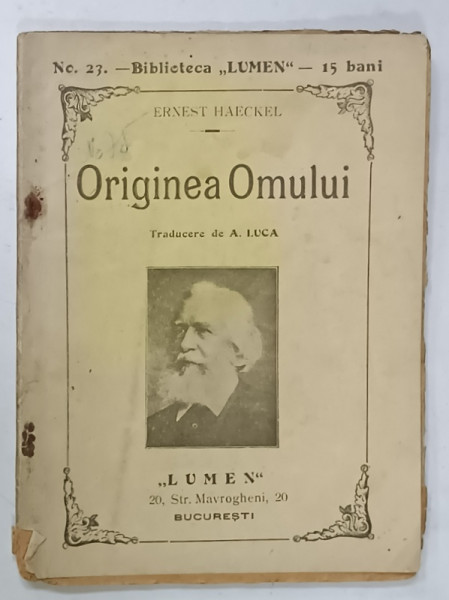 ORIGINEA OMULUI de ERNEST HAECKEL , 1909
