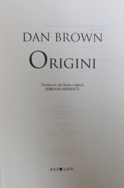 ORIGINI de DAN BROWN , 2017