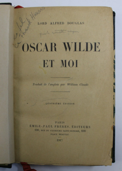 OSCAR WILDE ET MOI par LORD ALFRED DOUGLAS , 1917