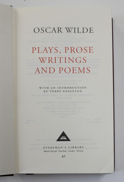 OSCAR WILDE - PLAYS , PROSE WRITINGS AND POEMS , 1991