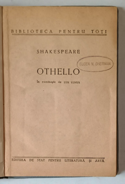 OTHELLO de SHAKESPEARE , 1958