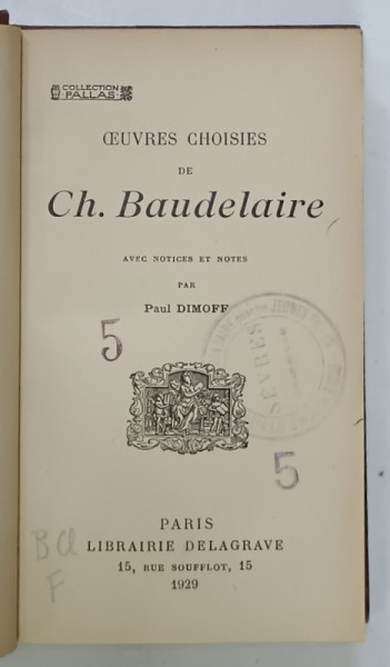OUVRES CHOISIES de CH. BAUDELAIRE , 1929 , FORMAT MIC