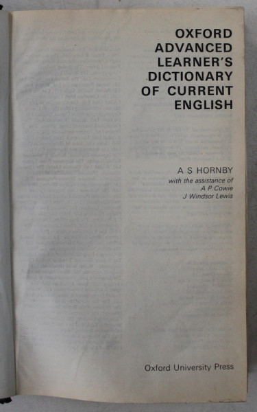 OXFORD ADVANCED LEARNER 'S DICTIONARY OF CURRENT ENGLISH by A.S. HORNBY , 1977