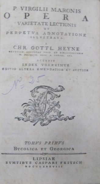 P. Virgilii Maronis Opera Varietate Lections, Chr. Gottl Heine, tom I, Lipsiae, 1788